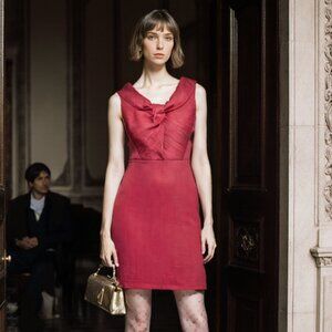 Kay Unger New York Women's Hot Pink Mid-century glamour Midi Dress Sz 2 VTG Y2k